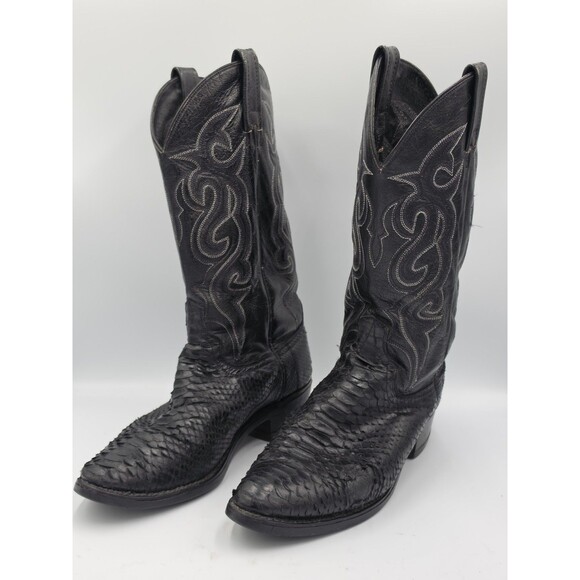 Dan Post Snake Skin Python Western Boots Cowboy Black Men’s Size 9.5 D main image 4